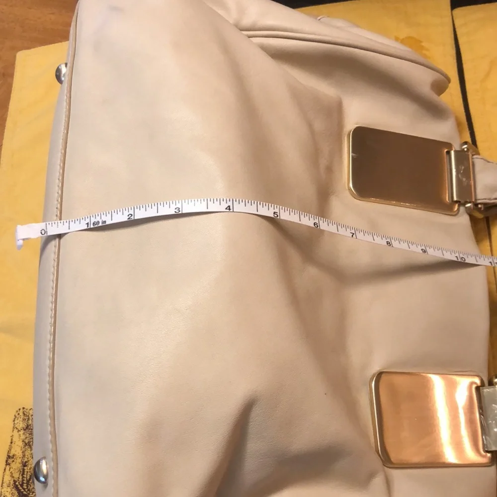 Banana Republic Cream Leather Large Slouchy Hobo Bag with gold colored hardware